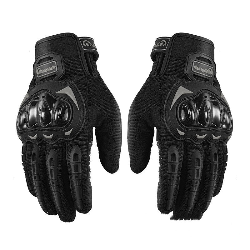 TG black motorcycle riding gloves with knuckle shell