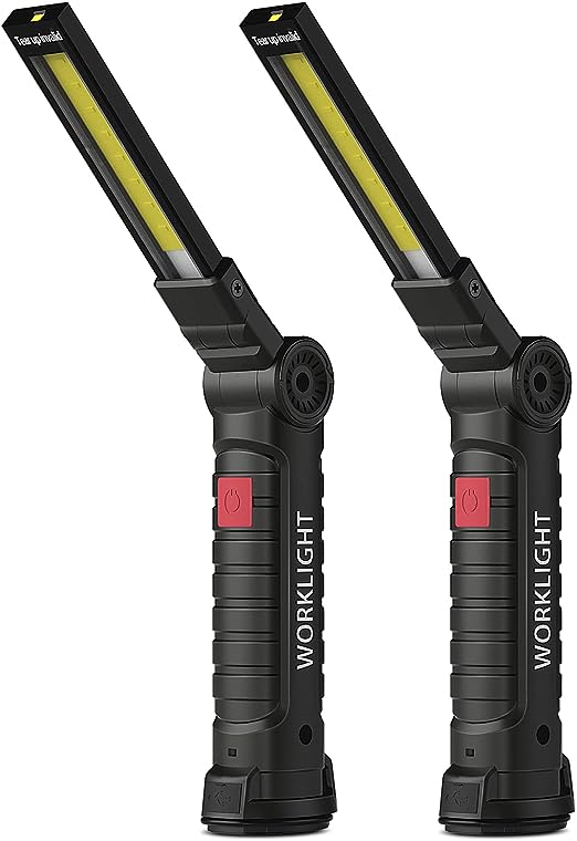 TG foldable work light with red emergency warning light