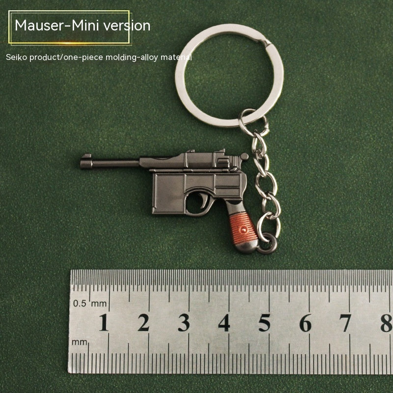TG mini alloy pistol model keychain, 2 inch miniature gun key ring