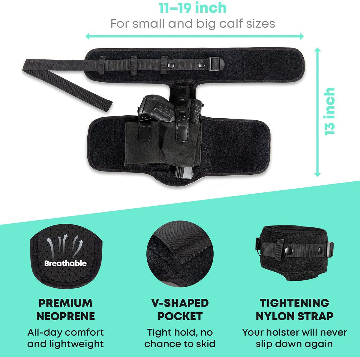 TG ankle holster with compact handgun