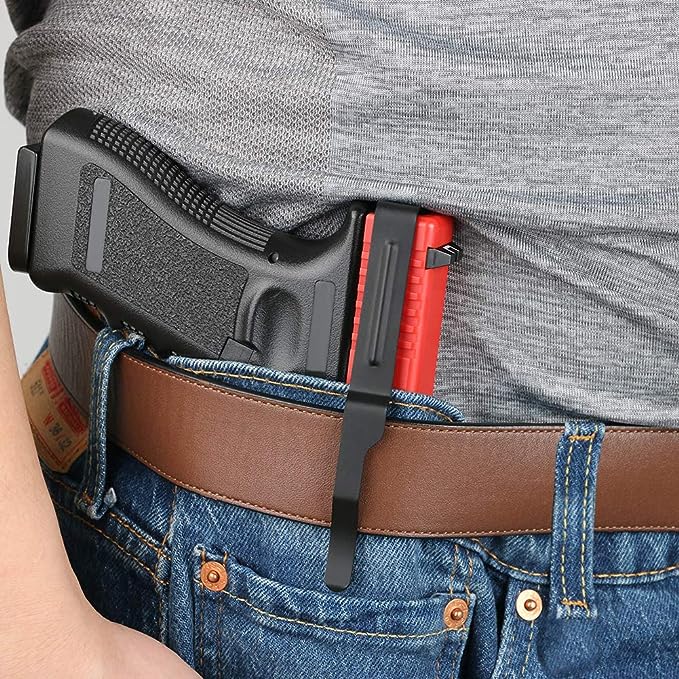 TG Concealed Carry Pistol Belt Clip, Ambidextrous Holsterless IWB Mount