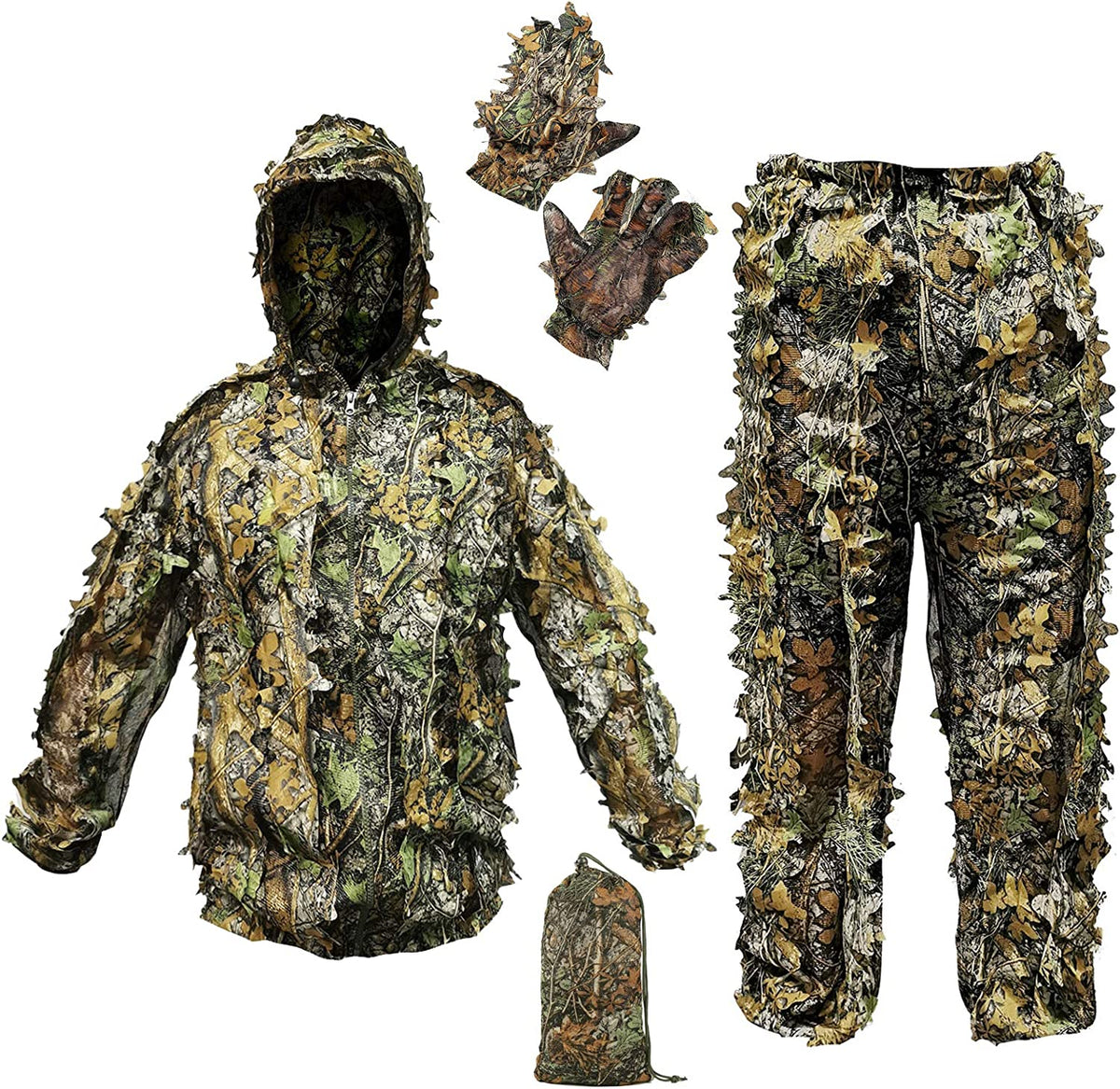TG 3D leaf woodland camo ghillie suit, jacket and pants