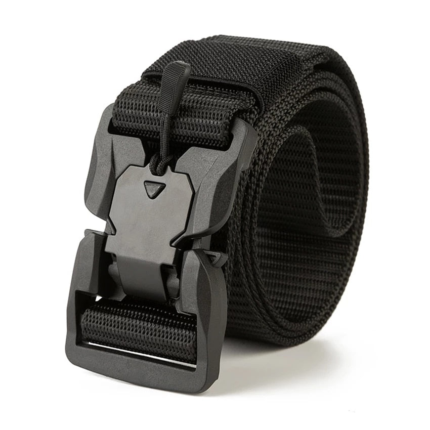 TG black nylon tactical belt with magnetic quick-release buckle