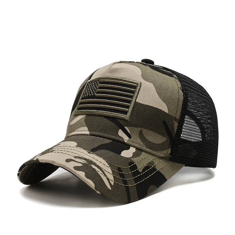 TG American flag camo baseball cap with USA flag patch