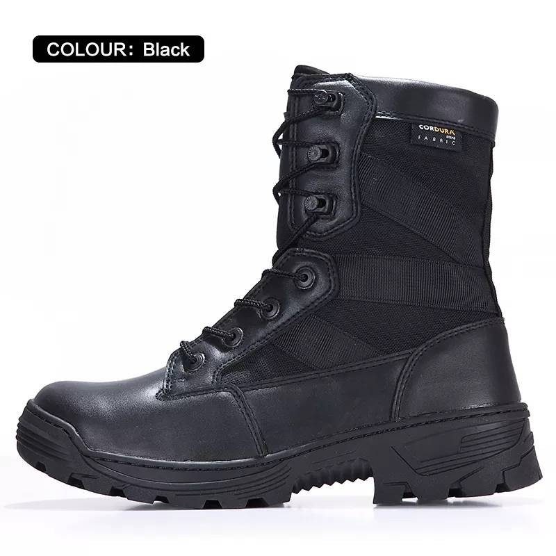TG tactical combat boots in black with suede toe cap and rubber sole