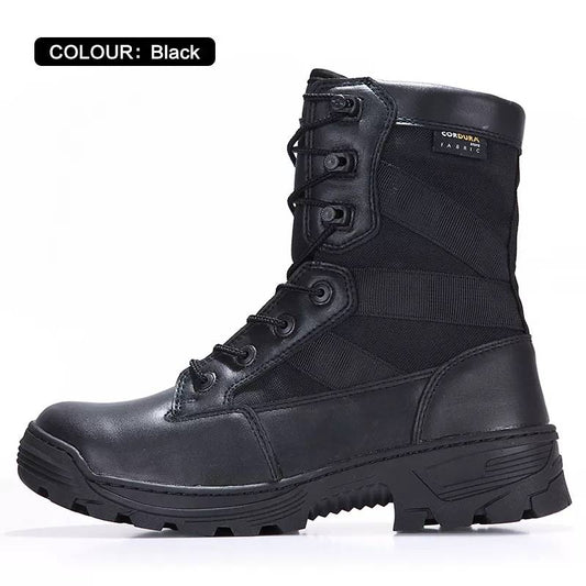 TG tactical combat boots in black with suede toe cap and rubber sole