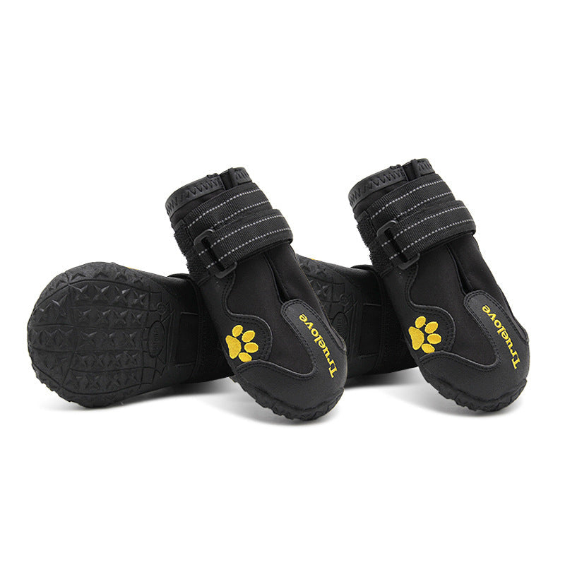 TG black non-slip dog shoes with hook-and-loop straps