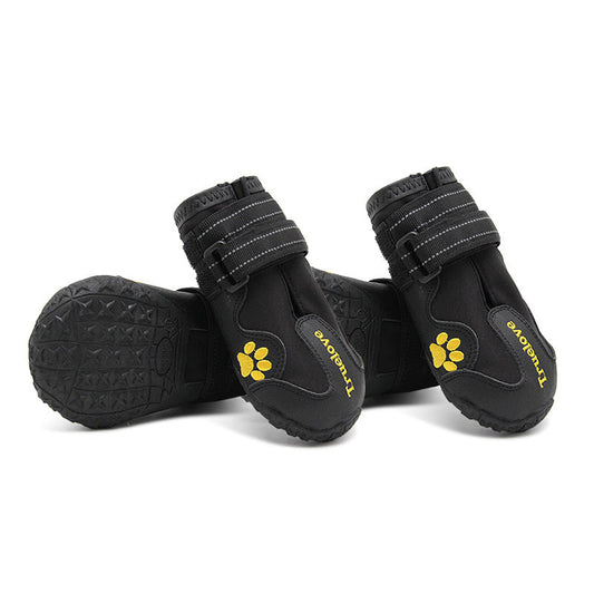 TG black non-slip dog shoes with hook-and-loop straps