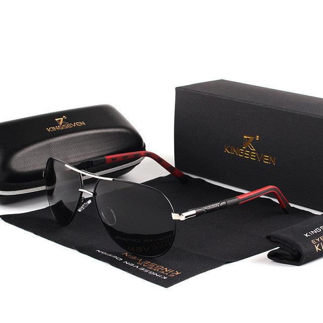 TG men's black and silver polarized sunglasses with aluminum alloy frame