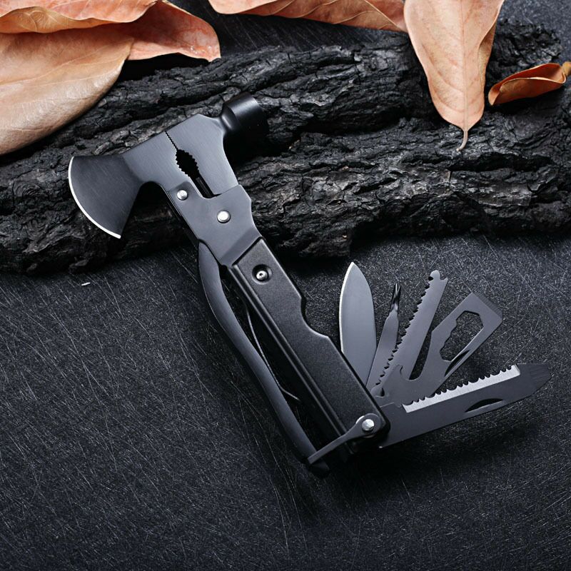 TG black mini multi-tool axe and emergency hammer in stainless steel