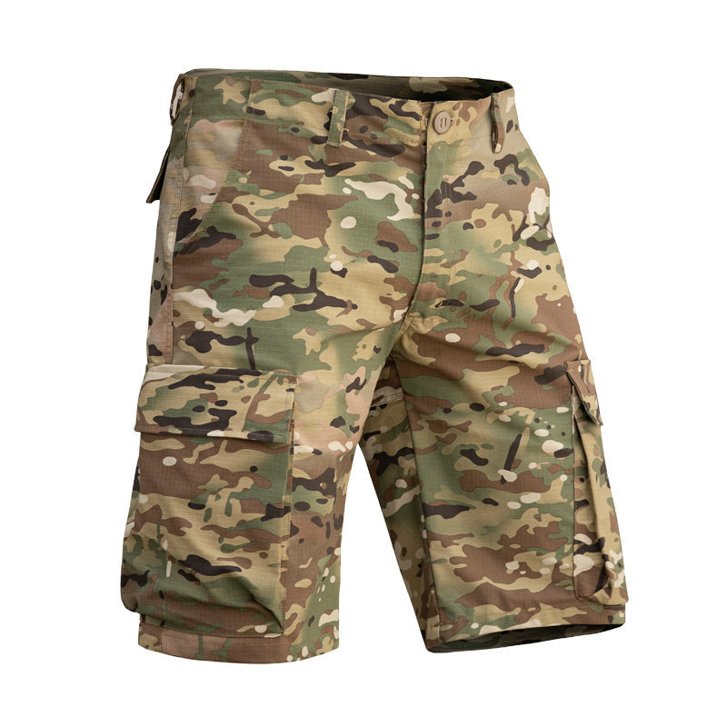 TG men's multi-pocket tactical shorts in camouflage cotton blend