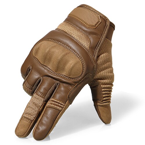 TG tan full finger touchscreen motorcycle gloves with PU leather palm