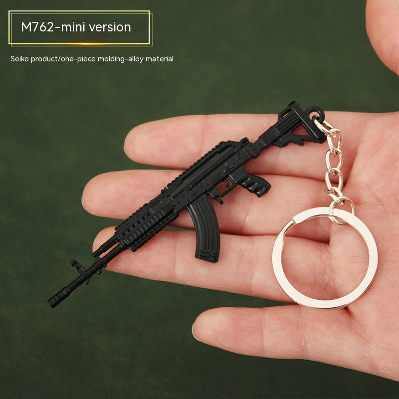 TG Mini Rifle Model Keychain, Alloy Gun Ornament Key Ring, 3.5 in