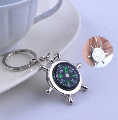 TG Rudder Compass Keychain, Alloy Nautical Key Chain Charm