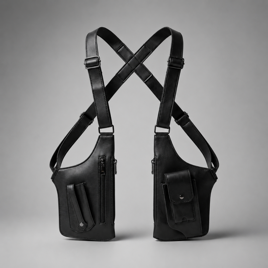 TG Commander black dual shoulder holster rig with crossed straps