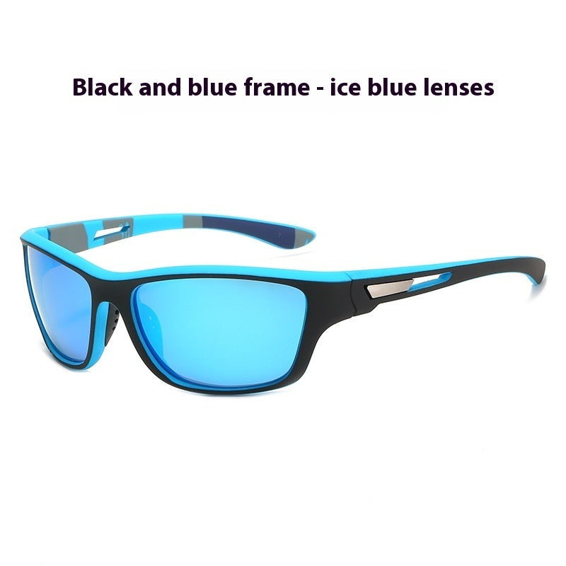 TG polarized sport sunglasses with black and blue frame and blue lens
