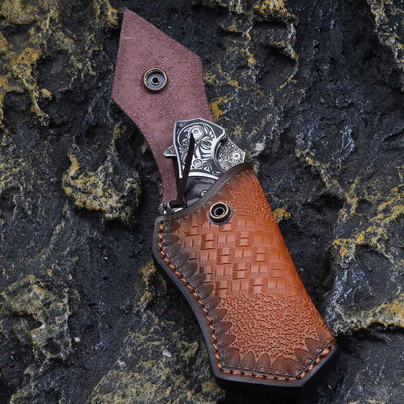 TG Dragon Vein Damascus knife handle detail
