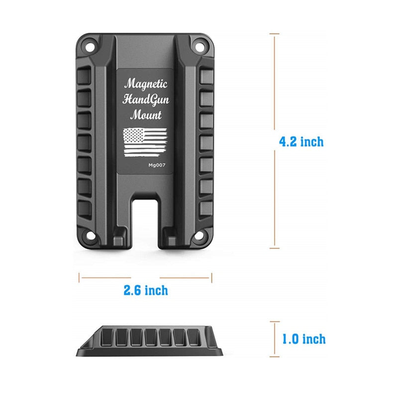 TG magnetic gun mount holding a flat-top pistol