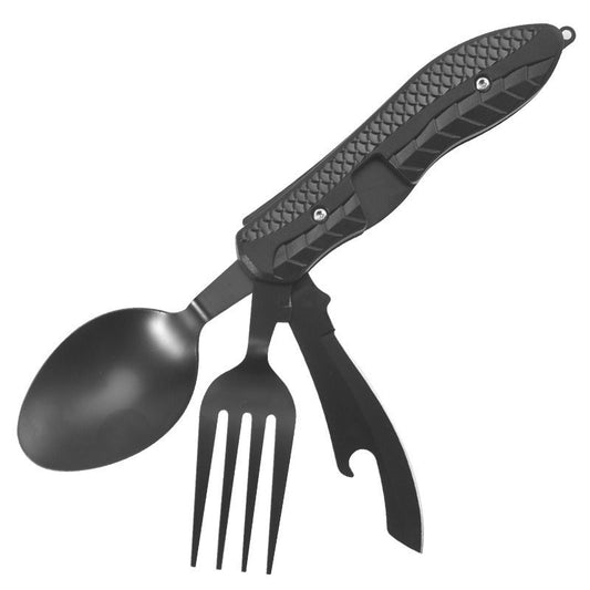 TG black stainless steel detachable camping knife, fork and spoon set