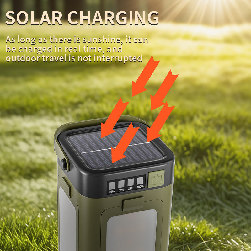 TG solar camping light press switch and built-in 18650 battery detail