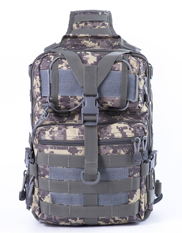 TG tactical one-strap sling bag with MOLLE webbing in ACU camouflage