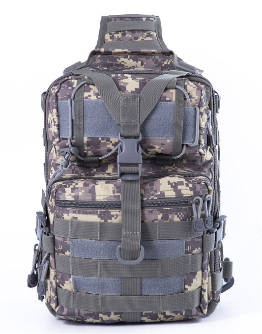 TG tactical one-strap sling bag with MOLLE webbing in ACU camouflage