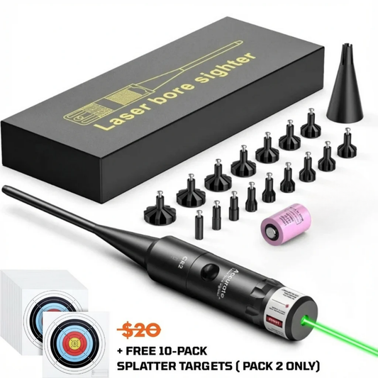 TG Bullseye laser bore sight kit with caliber adapters and storage case