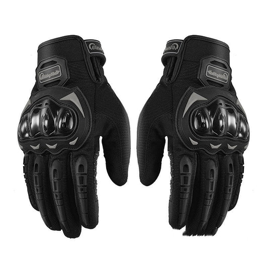 TG black motorcycle riding gloves with knuckle shell