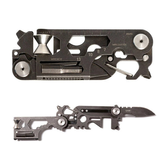 TG 30-in-1 folding multi-tool, compact black pocket survival tool