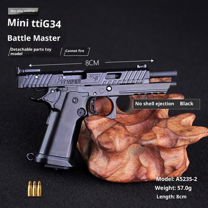 TG mini detachable black alloy pistol model keychain