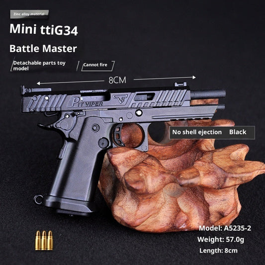 TG mini detachable black alloy pistol model keychain