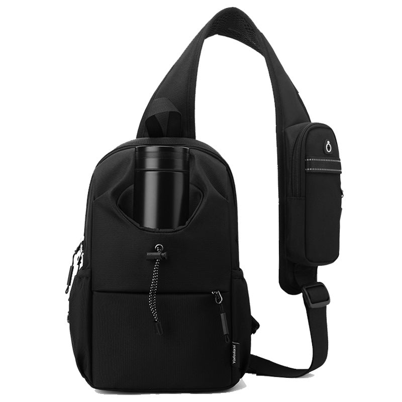 TG men's black Oxford cloth crossbody chest bag