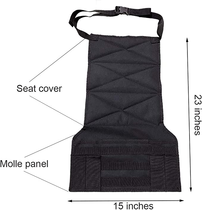 TG vehicle handgun mount strapped to seat with quick-release buckle