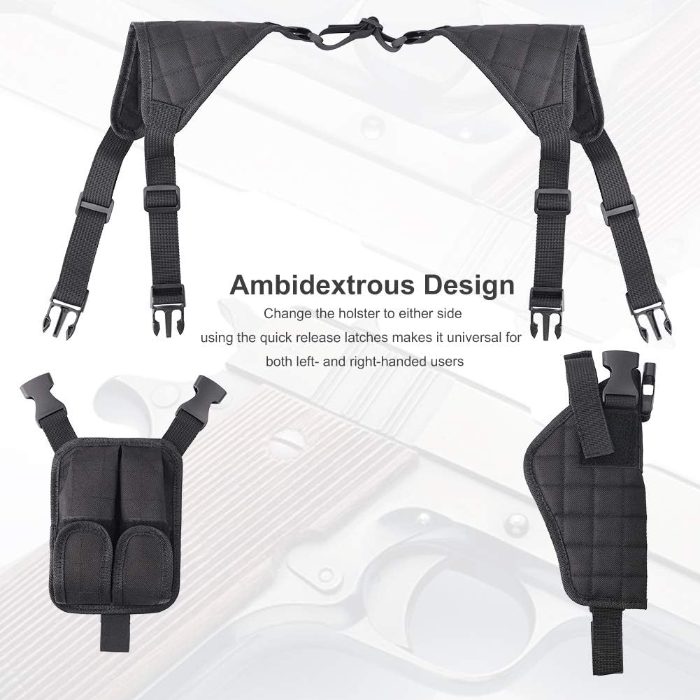 TG Tactical Shoulder Holster with Double Mag Pouch, Ambidextrous Carry