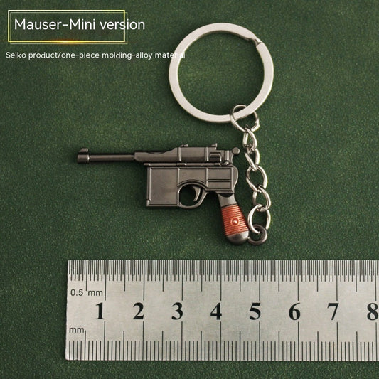 TG mini alloy pistol model keychain, 2 inch miniature gun key ring
