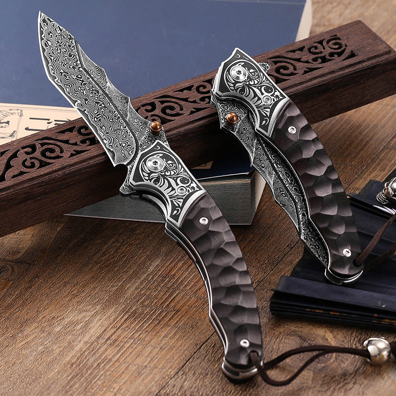 TG Dragon Vein Damascus Steel Knife for Everyday and Outdoor Use