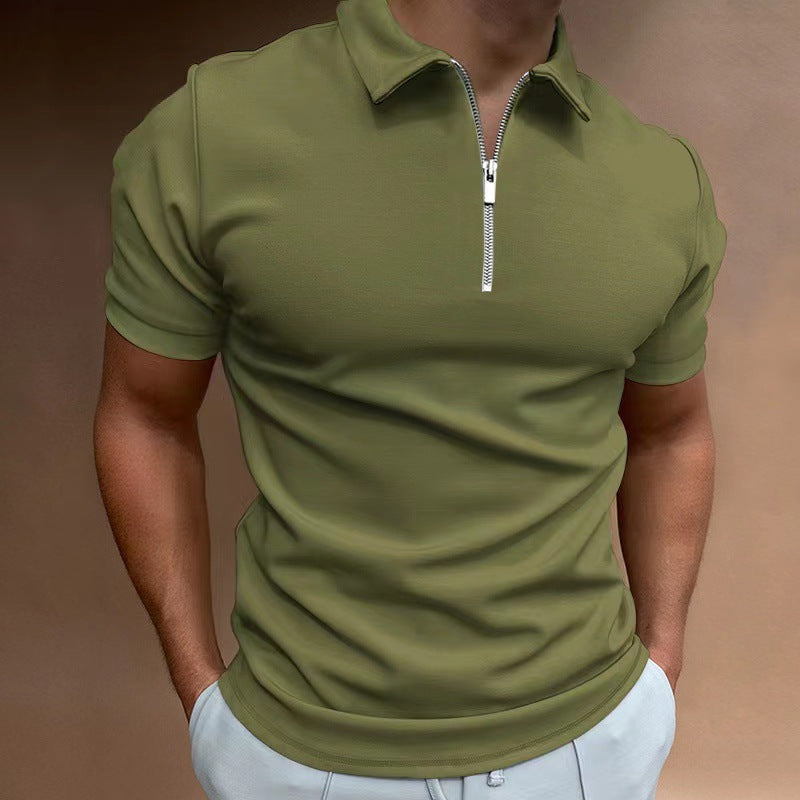 TG men's casual polo shirt, loose fit polyester collared top