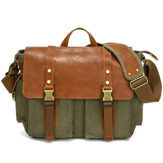 TG men's canvas crossbody shoulder bag in army green