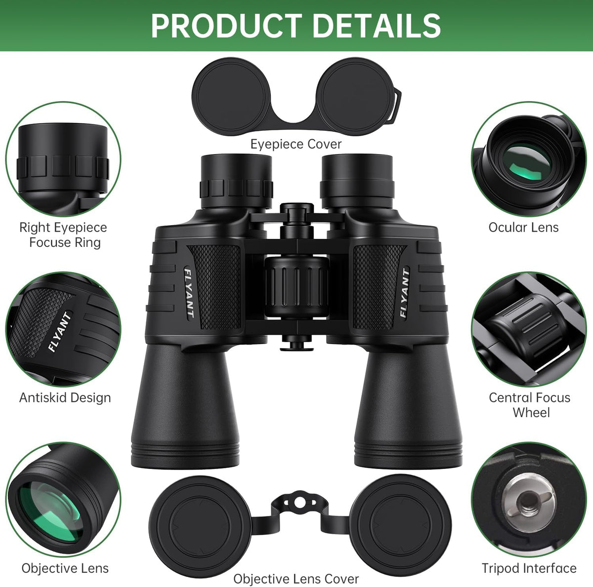 TG TacView Elite 20x50 BAK4 prism binoculars, side view