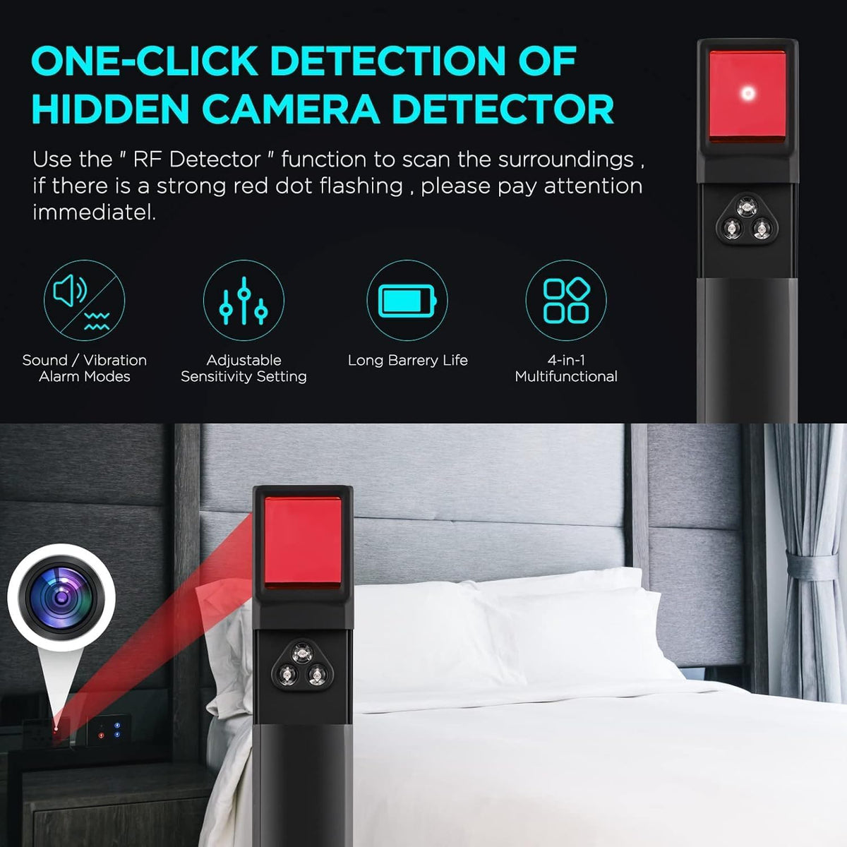 TG ShadowGuard Hidden Camera and GPS Detector, Portable, Rechargeable