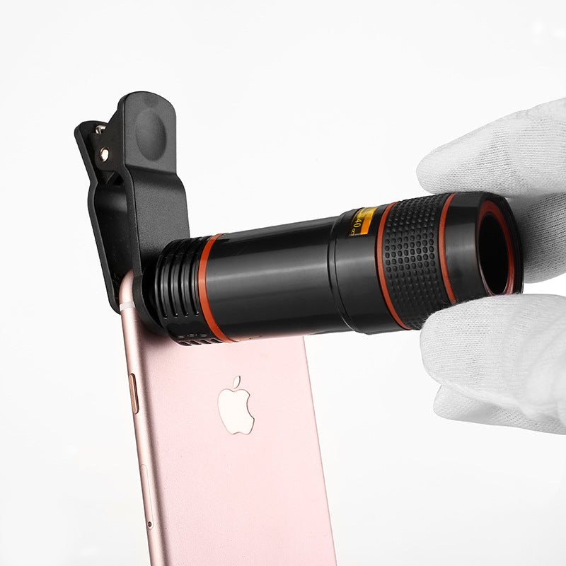 TG black 12X cell phone telescope lens, compact monocular