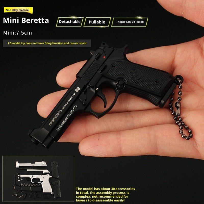 TG black 1:3 scale takedown pistol model alloy keychain