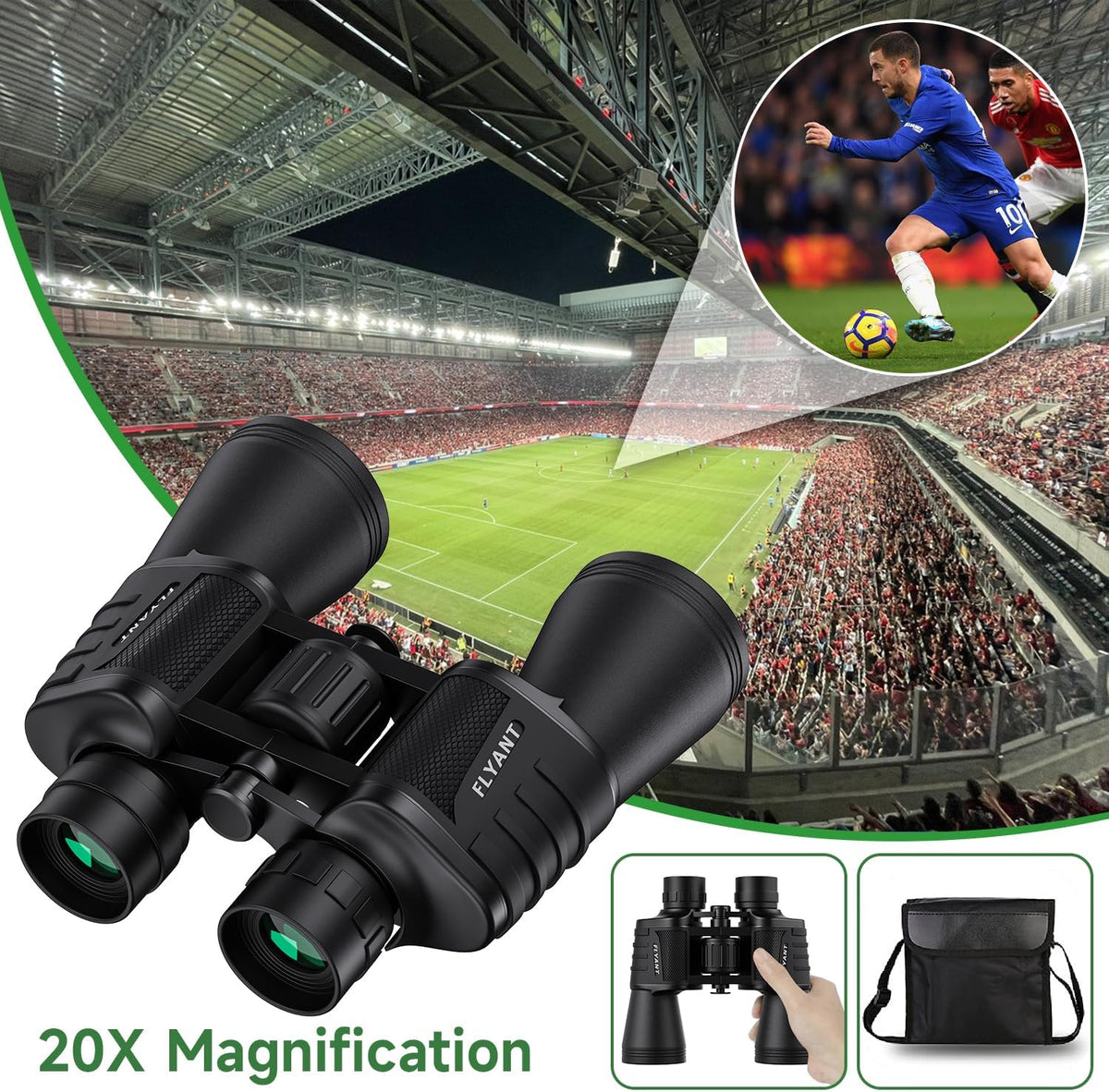TG TacView Elite 20x50 Binoculars, BAK4 Prism, Water-Resistant with Case