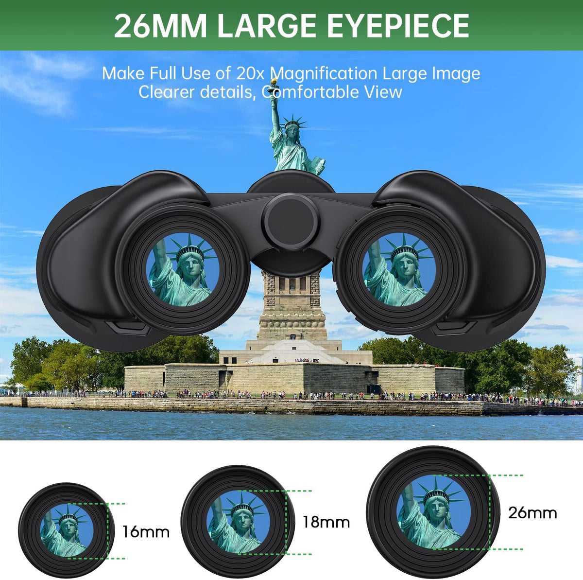 TG TacView Elite 20x50 Binoculars, BAK4 Prism, Water-Resistant with Case