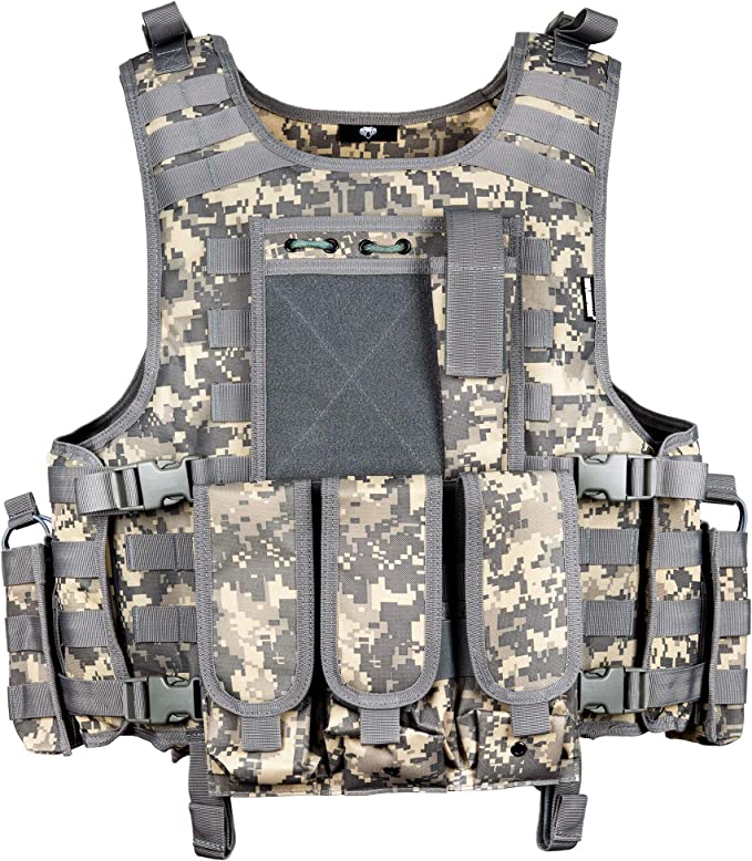 TG tactical airsoft vest in ACU camo with MOLLE webbing and padded panels