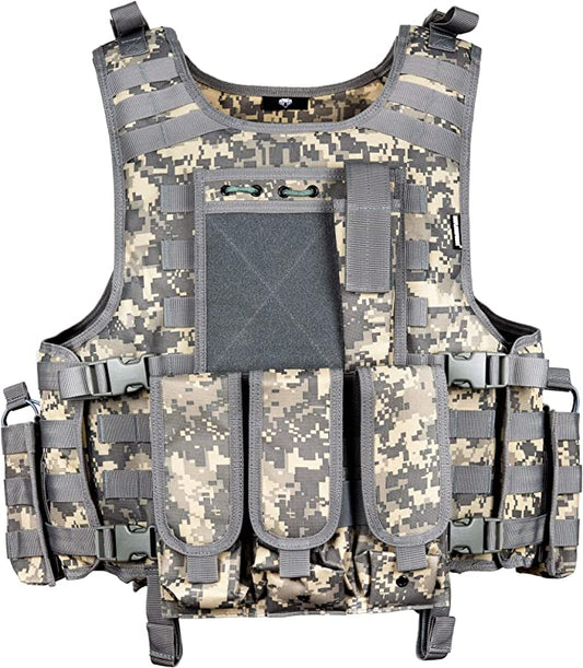 TG tactical airsoft vest in ACU camo with MOLLE webbing and padded panels