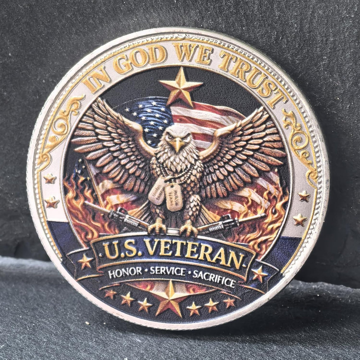 TG veteran challenge coin back with Liberty Bell, We the People 1776-2026