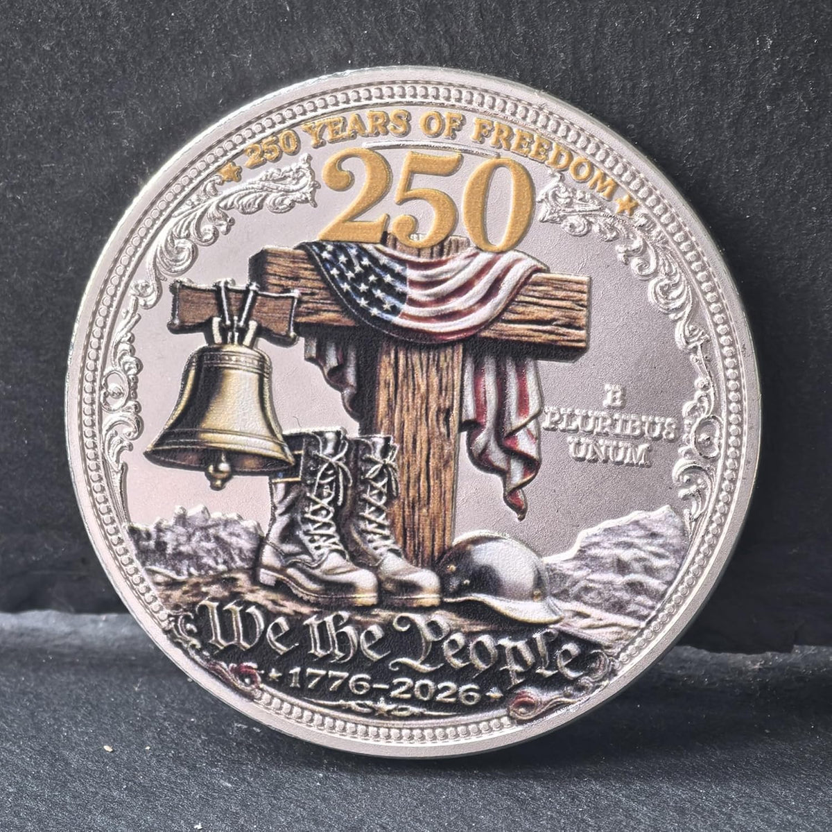 TG veteran challenge coin in clear protective case