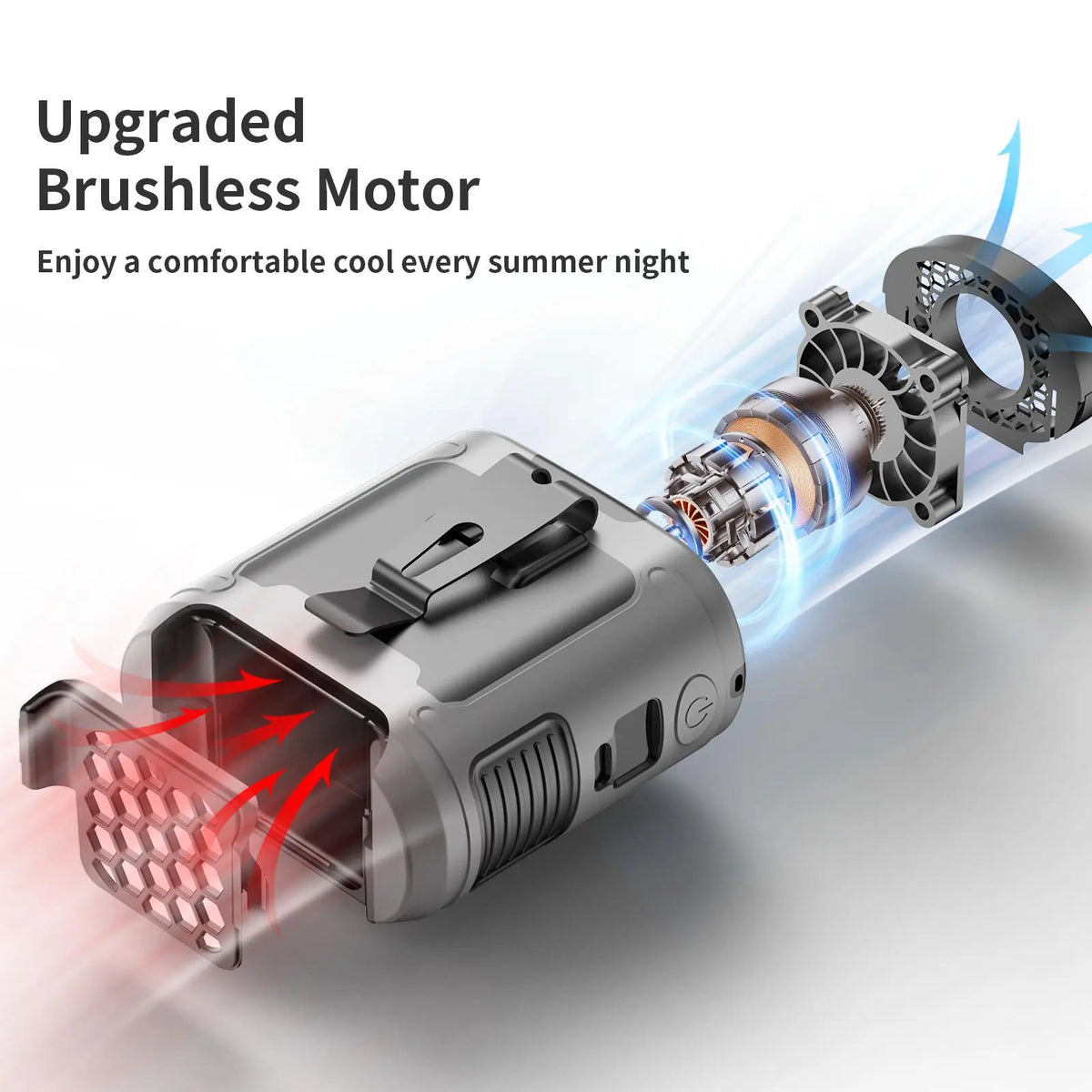 TG CoolCommander rechargeable clip fan used as a desk fan