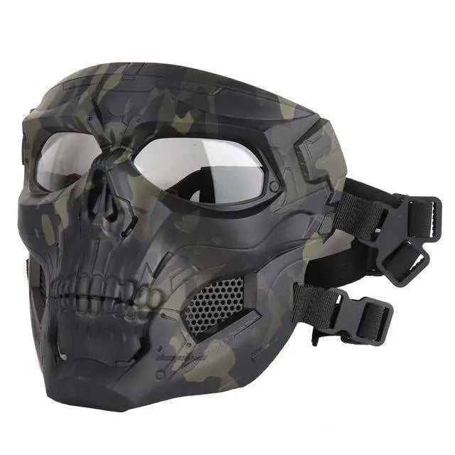 TG Ghost Skull full face mask, black camouflage, clear lenses